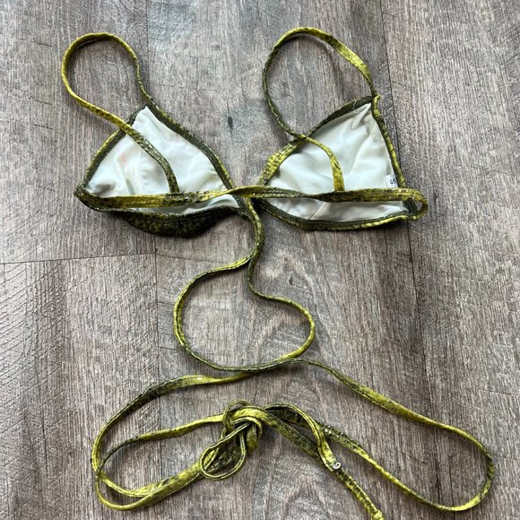 Sauvage Green Shiny Wrap Thong Bikini Set - Picture 12 of 15